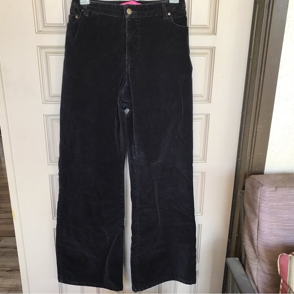 Thalia Sodi Black Velvet Pants Plus Sz17/18 Wide Leg Zip Front 5 Pocket Style - Picture 2 of 4